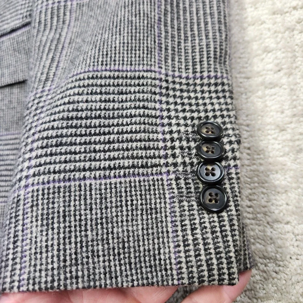 Vintage Ralph Lauren Blazer Men 44L Glen Plaid Tweed Sport Coat Wool Gray